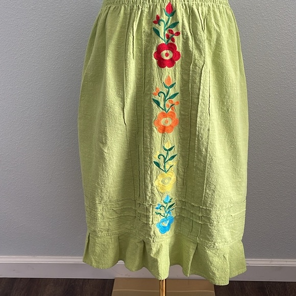 YZXDORWJ Women Embroidered Casual Dress Summer Ruffle V Neck Short Sleeves M - Picture 3 of 9